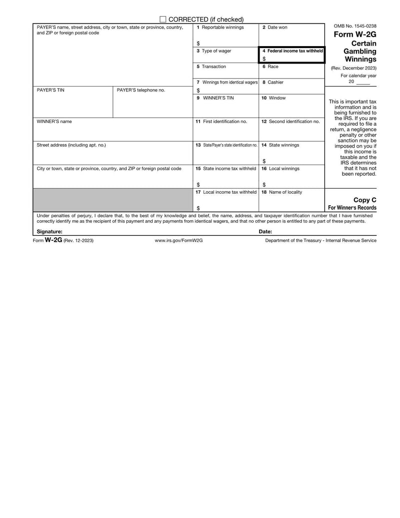 Large thumbnail of Form W-2G - 2023