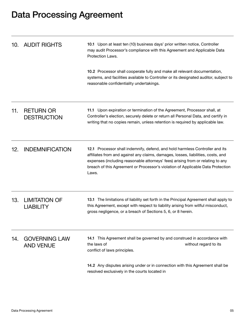 Data Processing Agreement for GDPR, UK GDPR and CCPA/CPRA compliance