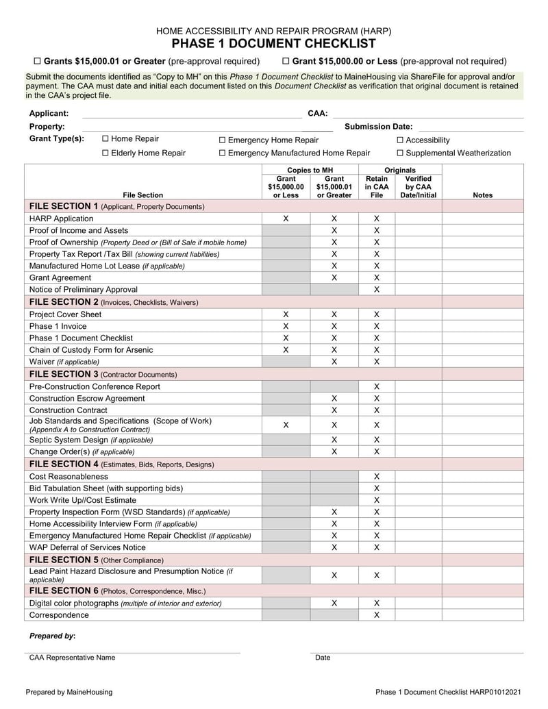 Large thumbnail of MaineHousing Phase 1 Document Checklist (2021)