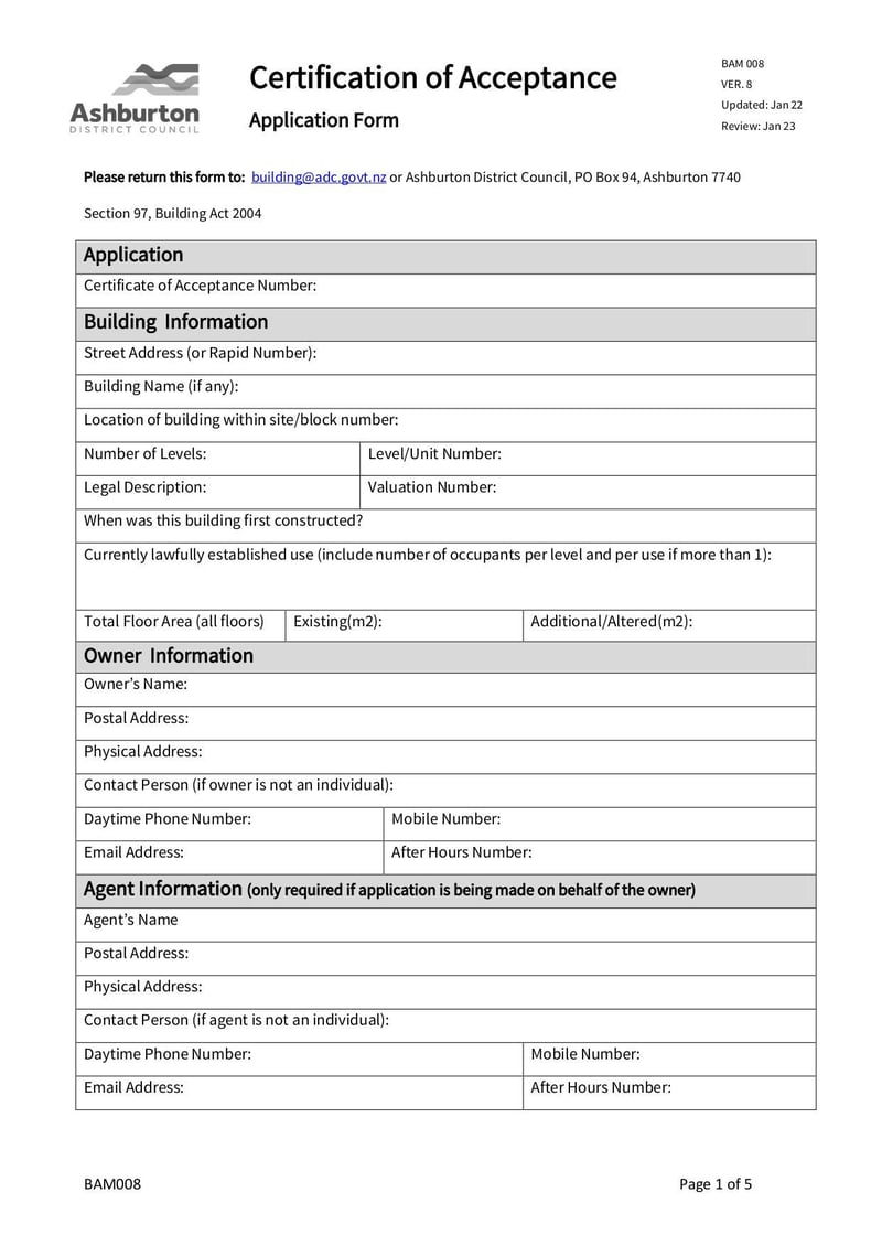 Large thumbnail of BAM 008 Form - Jan 2022