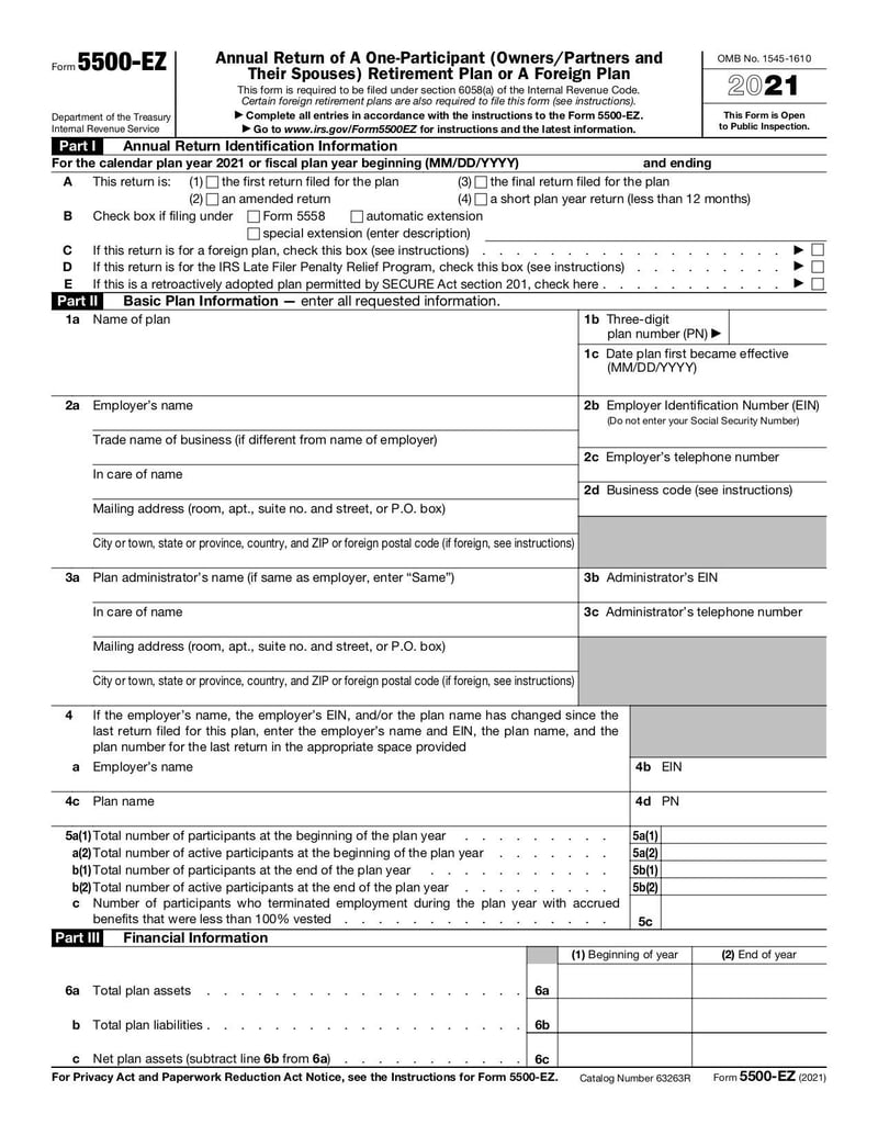 Large thumbnail of Form 5500-EZ - Jan 2021