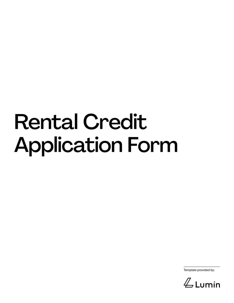 Rental Credit Application Form for collecting personal, financial and rental history details