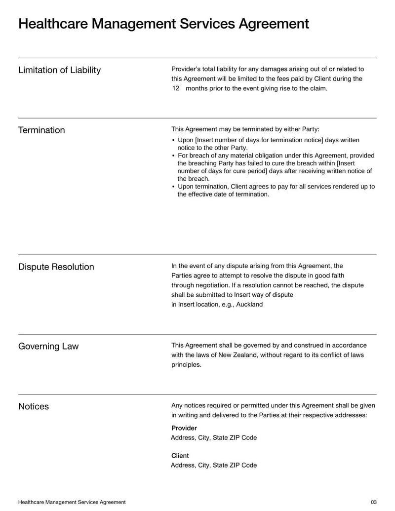 Large thumbnail of Healthcare Management Services Agreement for New Zealand