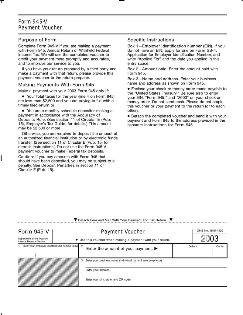 Large thumbnail of Form 945 - Jan 2003