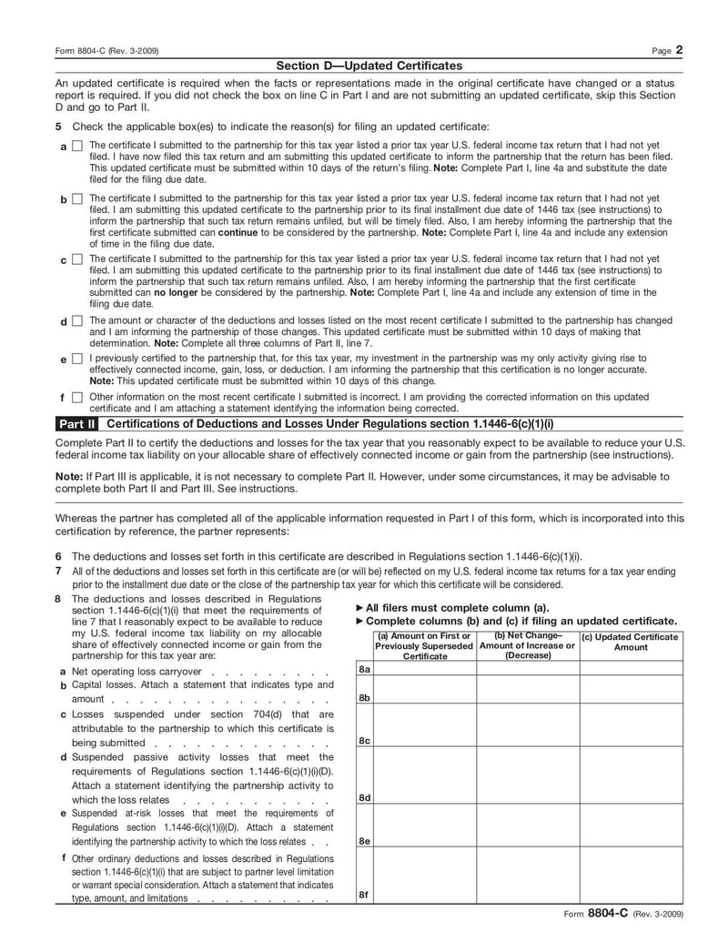 Large thumbnail of Form 8804-C - Mar 2009