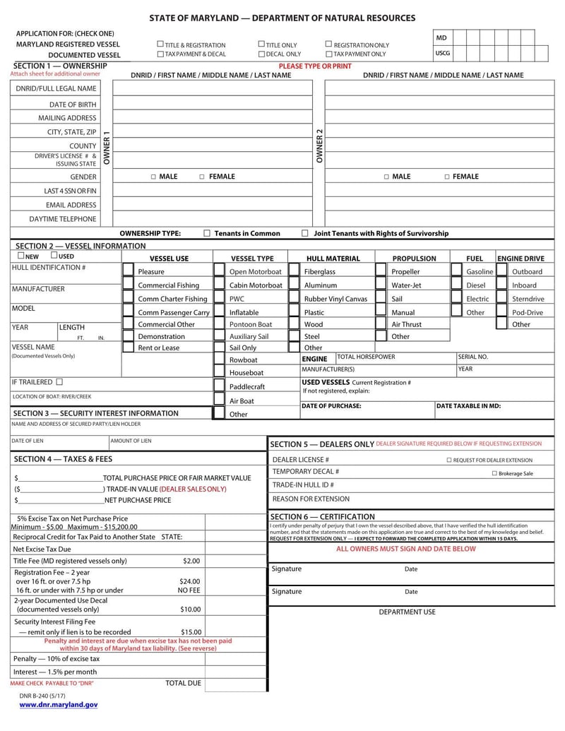 Large thumbnail of Form DNR B-240 (2017)