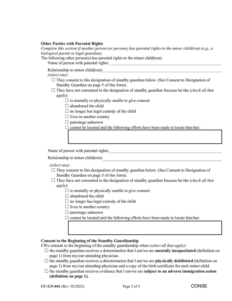 Large thumbnail of Parental Designation (Form CC-GN-041) - Feb 2022
