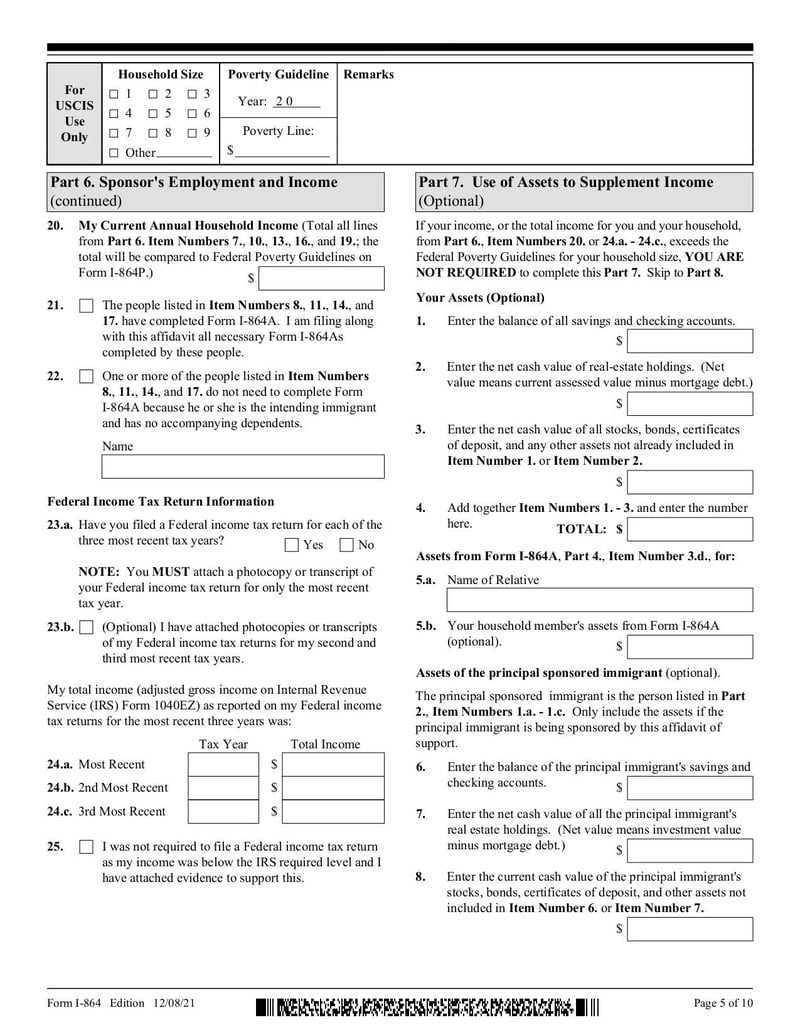 Large thumbnail of Form I-864 - Aug 2021