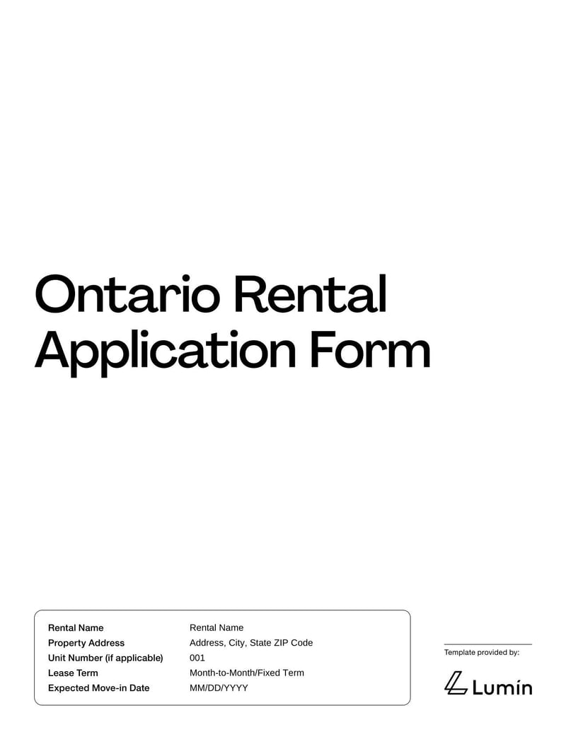 Rental Application Form Ontario for submitting tenant details in Ontario
