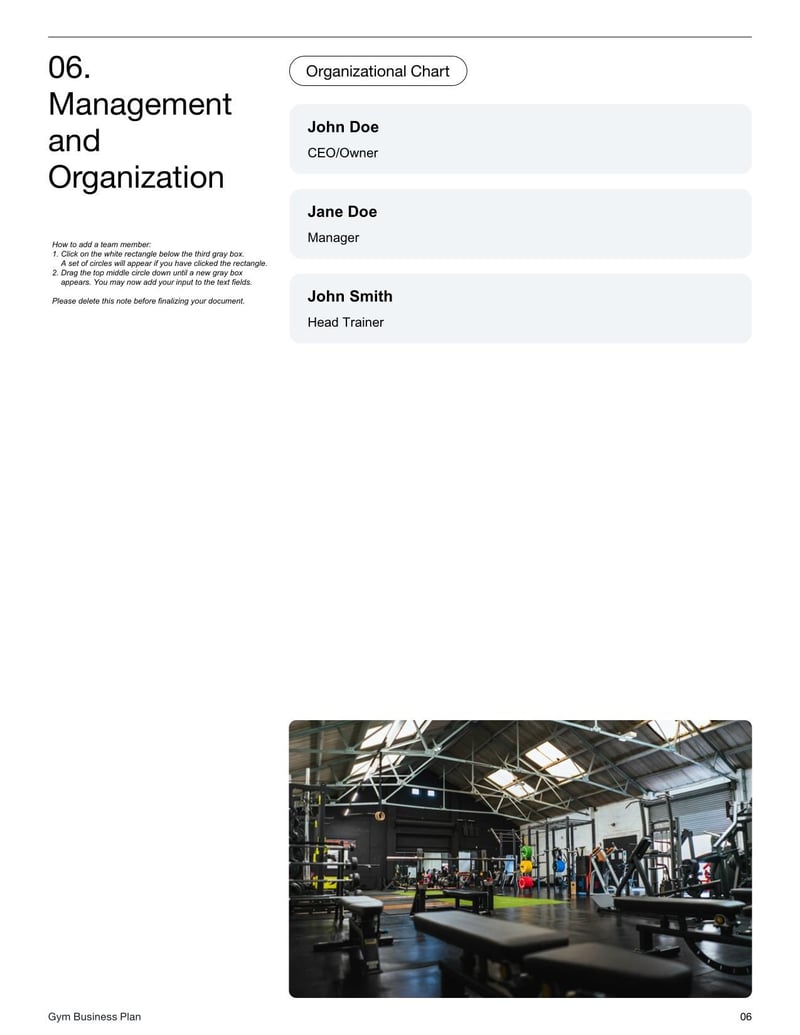 Gym Business Plan Template for launching or running a fitness business