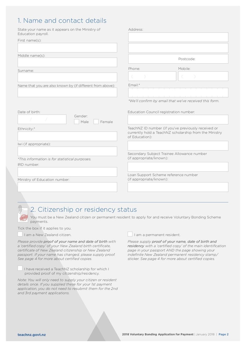 Large thumbnail of Voluntary Bonding Scheme Payment Application Form - Jan 2018