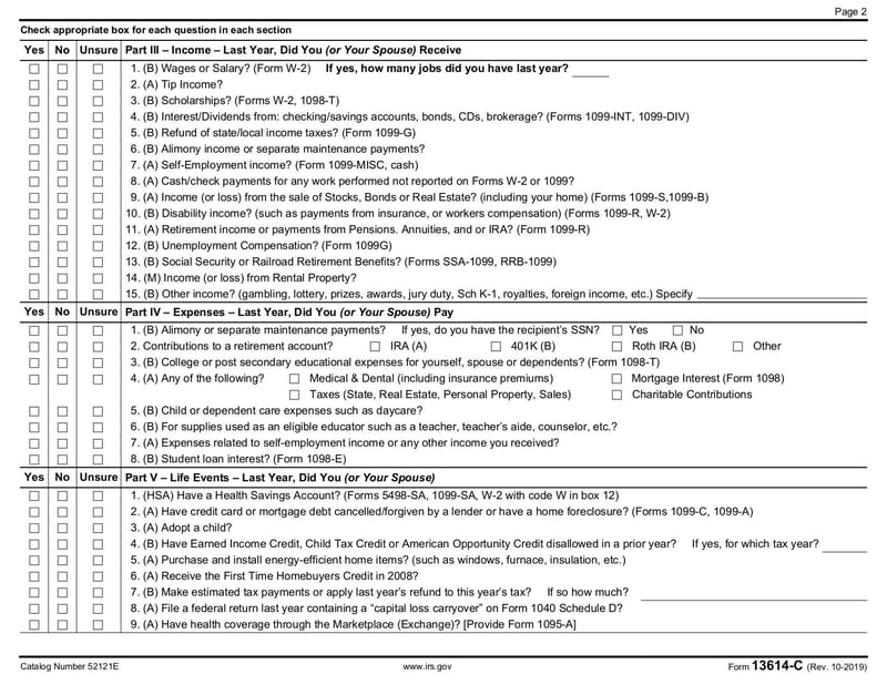 Large thumbnail of Form 13614-C - Oct 2019