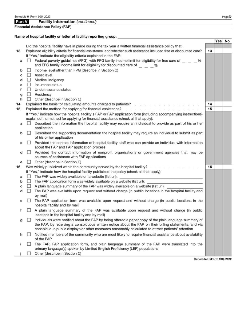 Large thumbnail of Schedule H (Form 990) - Jan 2022