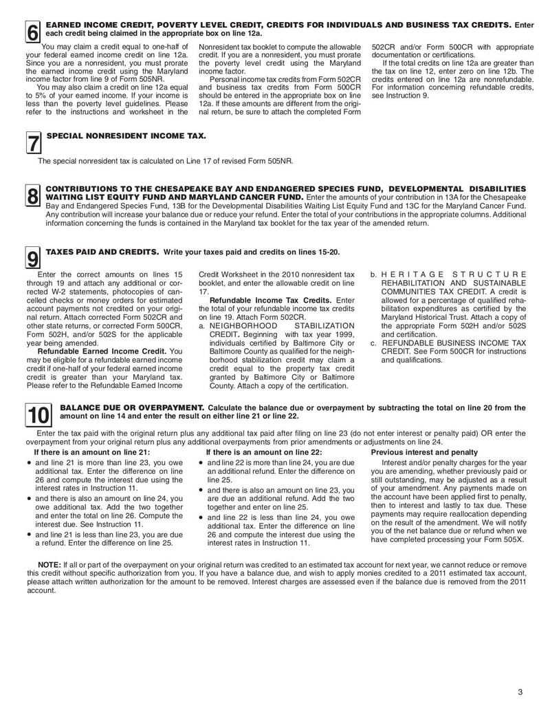 Large thumbnail of Maryland Tax Form 505X - Feb 2020