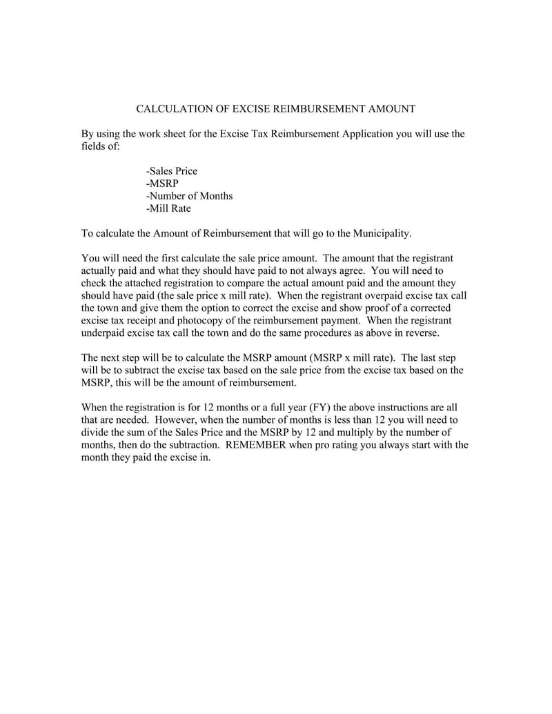 Large thumbnail of Maine Application for Excise Tax Reimbursement