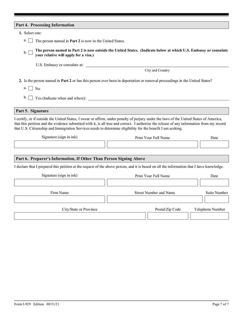 Large thumbnail of Form I-929 - Aug 2021