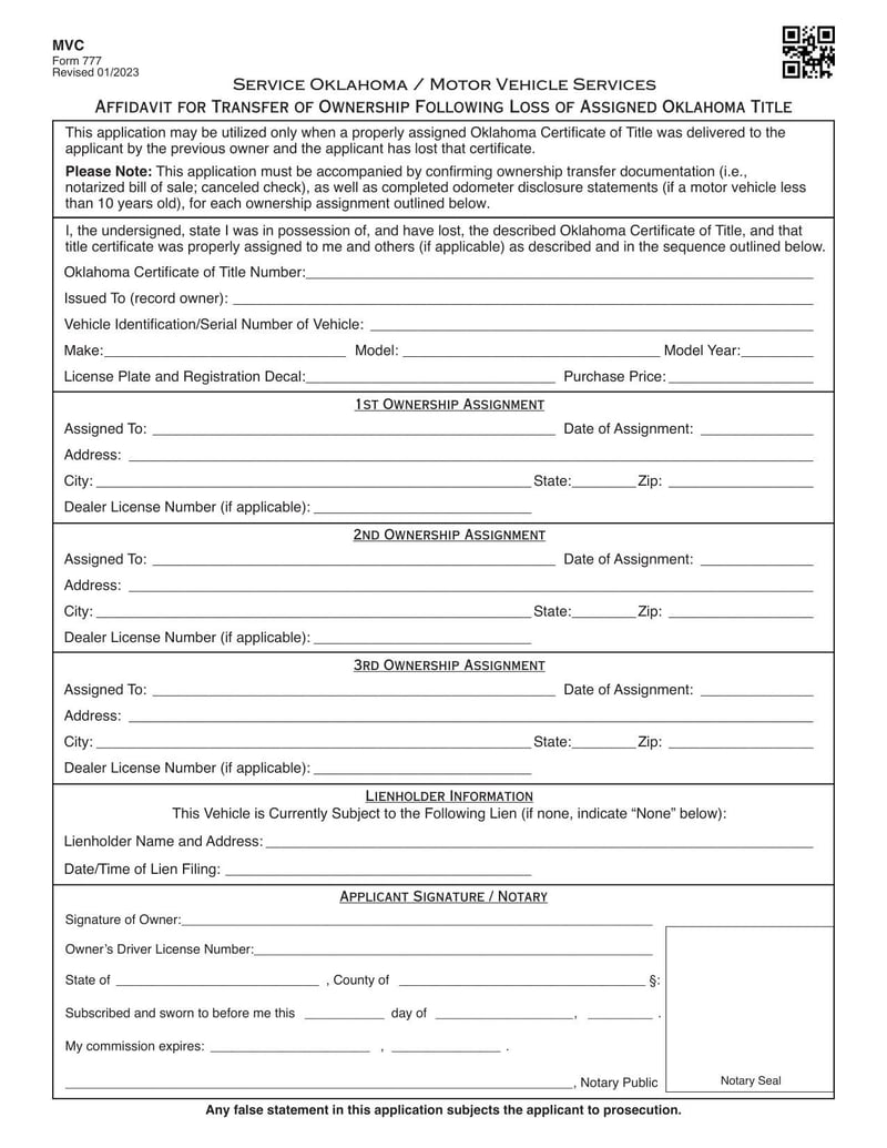 Large thumbnail of MVC Form 777 (2023) - Jan 2023