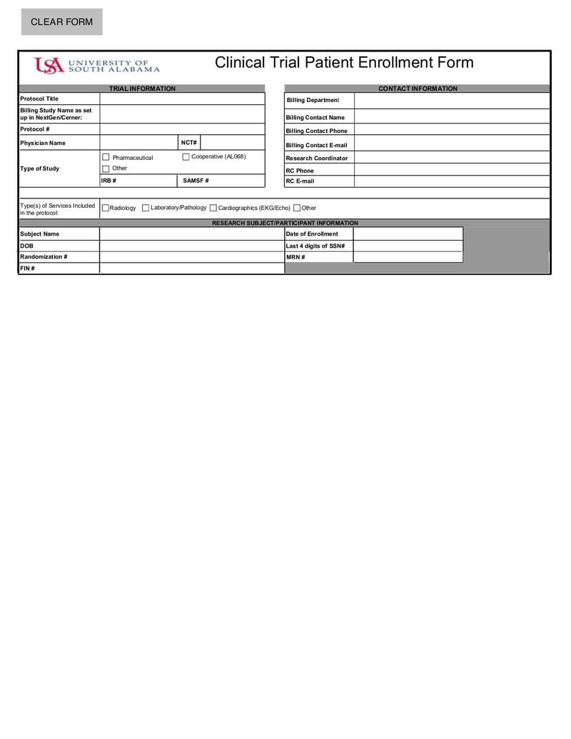 Large thumbnail of Clinical Trial Patient Enrollment Form - Jul 2018