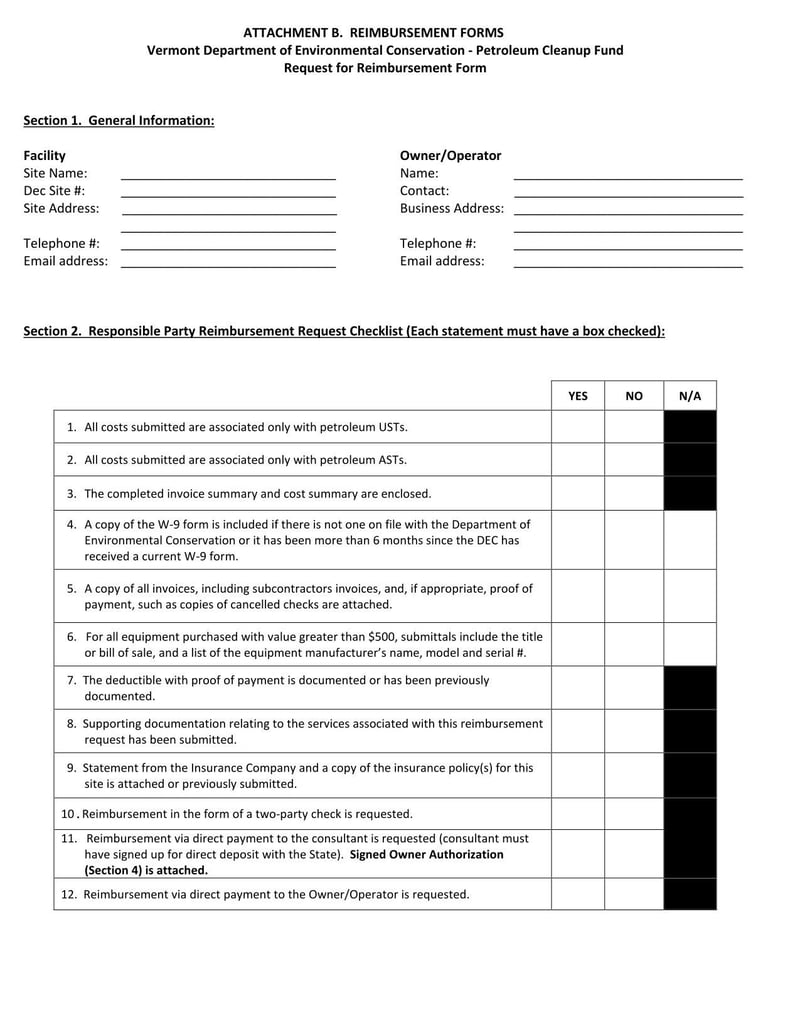 Large thumbnail of Vermont Request for Reimbursement Form