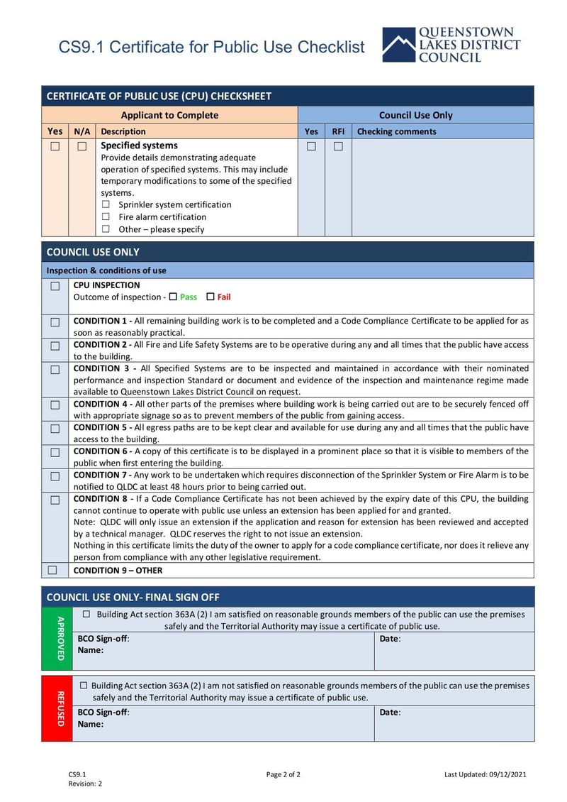 Large thumbnail of CS9.1 Certificate for Public Use Checklist Form - Dec 2021