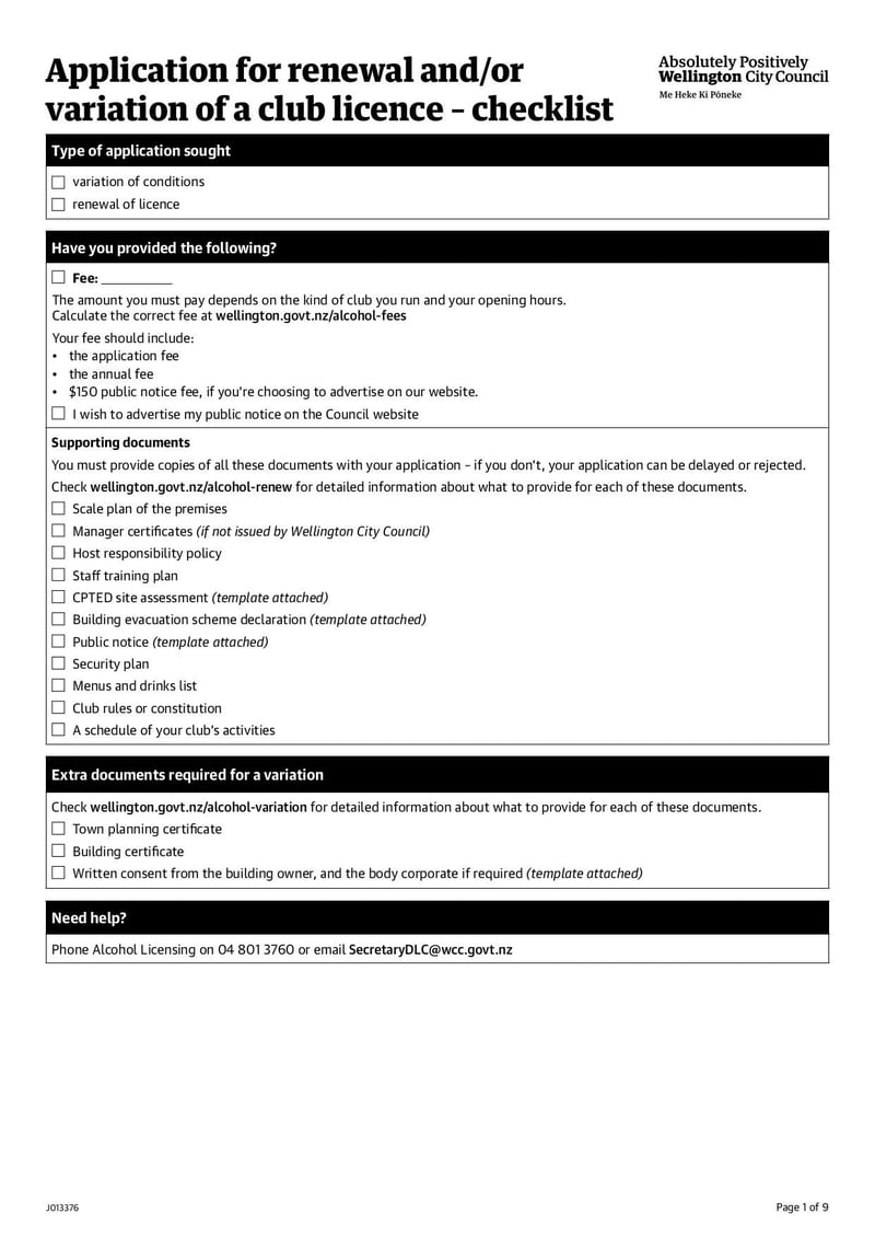 Large thumbnail of Application for Renewal and Variation of Club Licence Checklist - Sep 2021