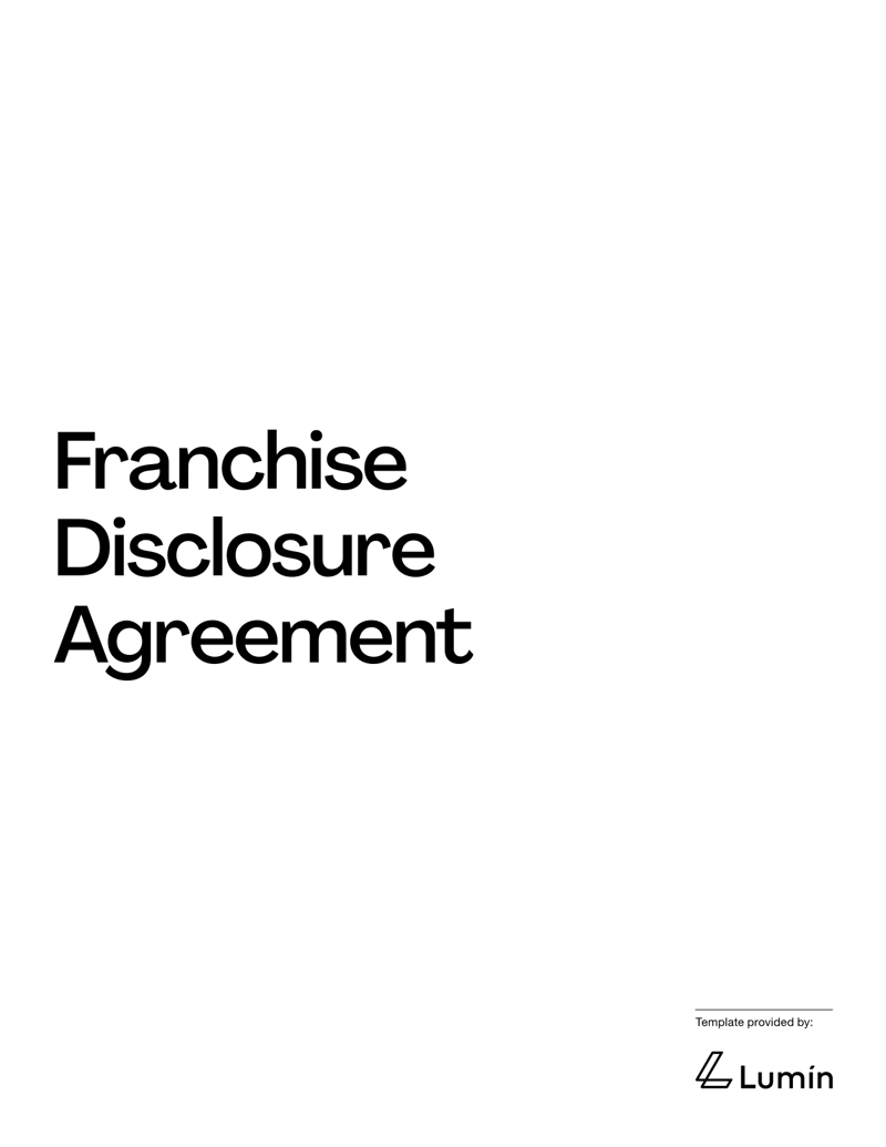 Franchise Disclosure Agreement Template confirming FDD receipt, franchisee acknowledgment, and compliance with FTC franchise rules