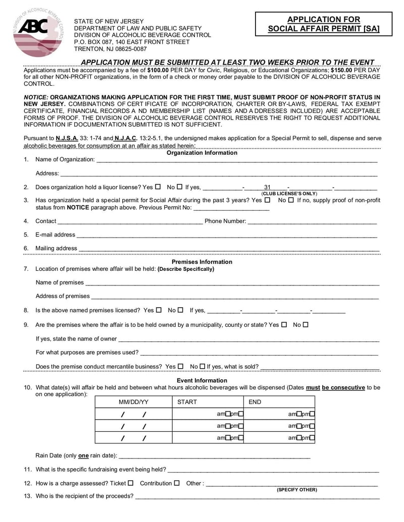 Large thumbnail of Application for Social Affair Permit - Apr 2022
