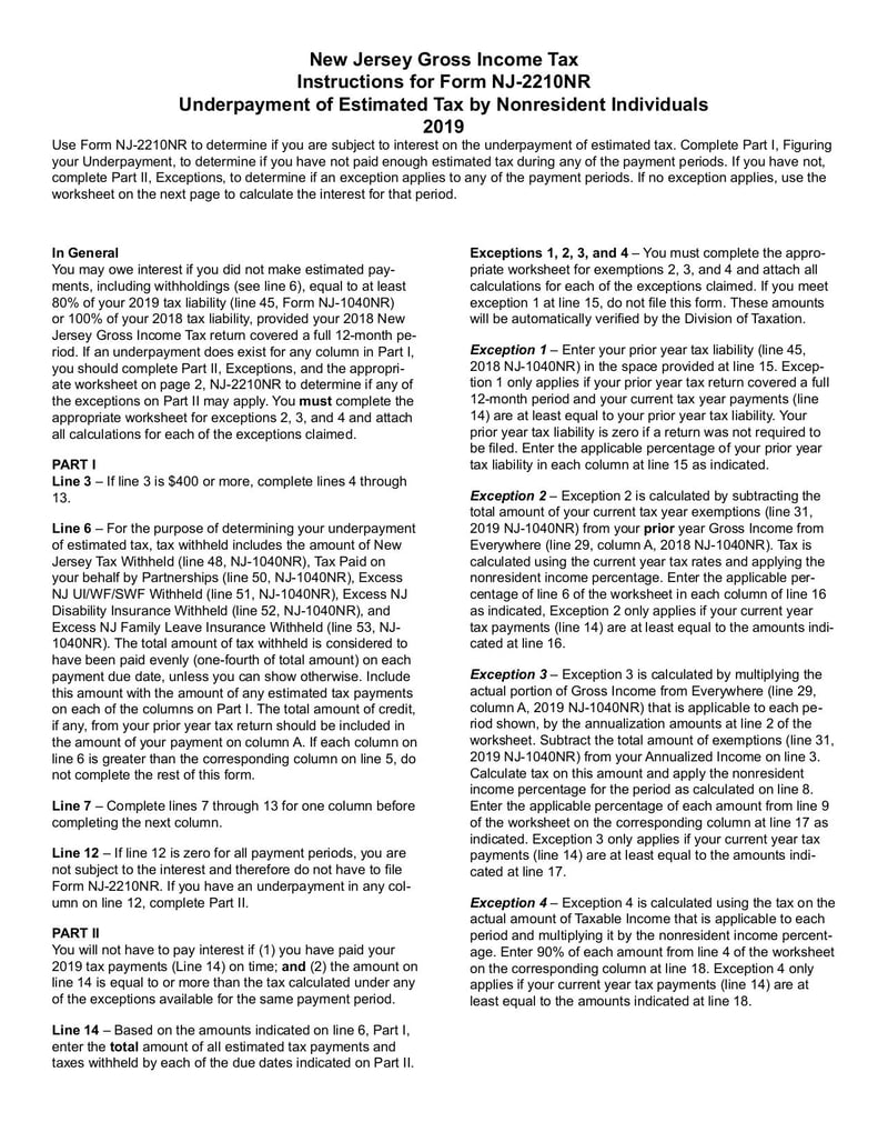 Large thumbnail of Form NJ-1040NR - Dec 2019