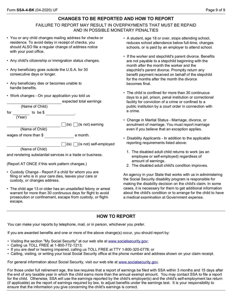 Large thumbnail of SSA-4-BK Form - May 2020