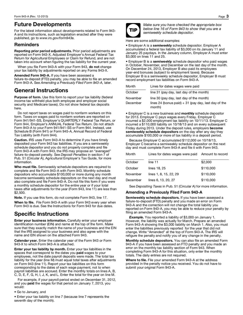 Thumbnail of Form 943-A - Dec 2013 - page 2