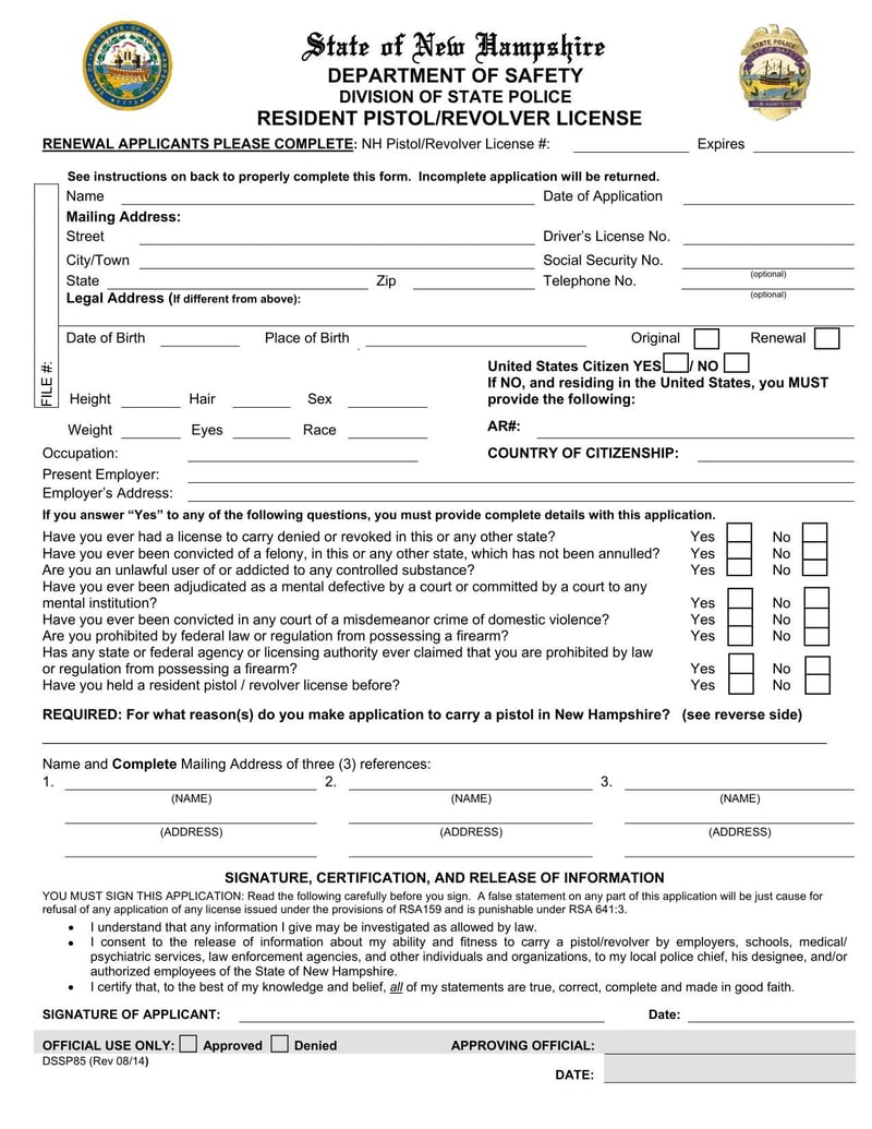 Large thumbnail of Form DSSP85