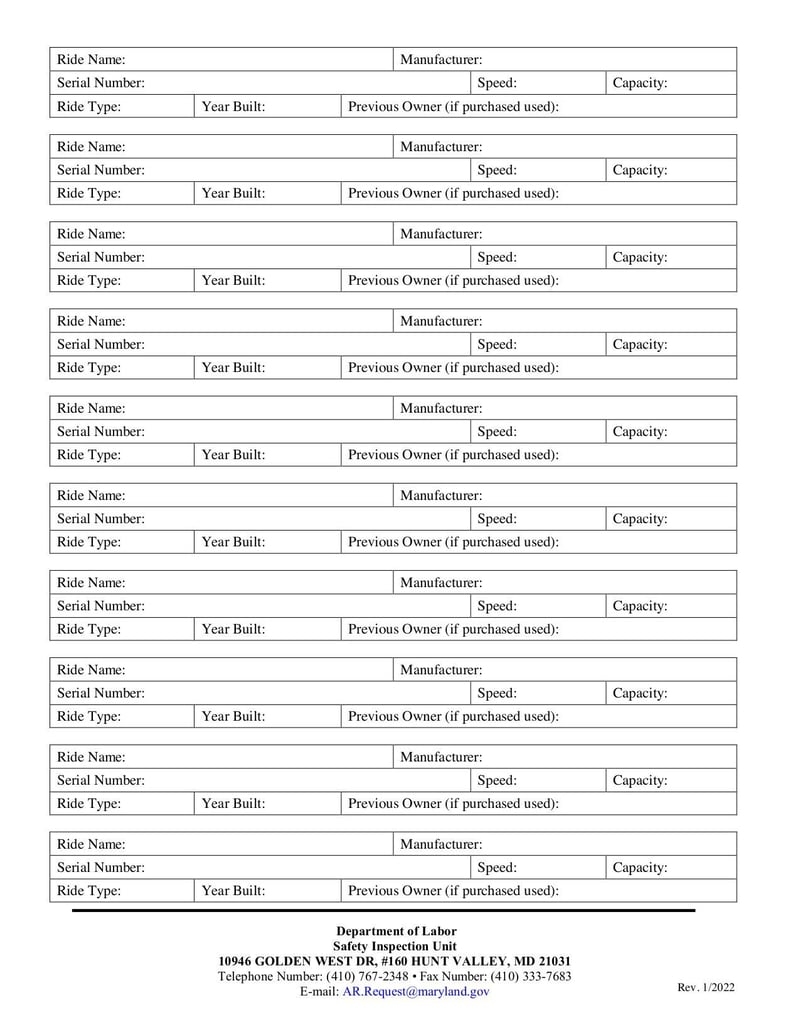 Large thumbnail of Amusement Attraction Registration Form - Jan 2022