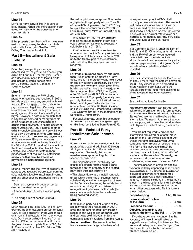 Large thumbnail of Form 6252 - Nov 2021