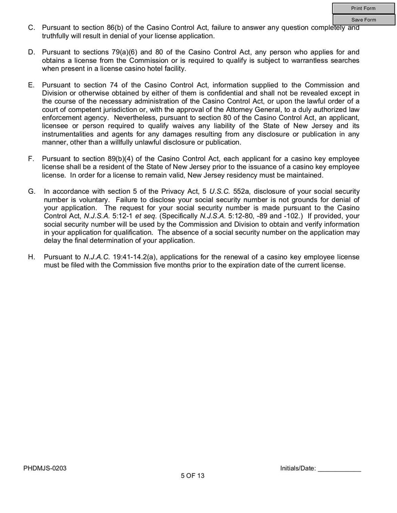 Large thumbnail of New Jersey Supplemental Form and Multi Jurisdictional Personal History Disclosure Form - Jan 2013