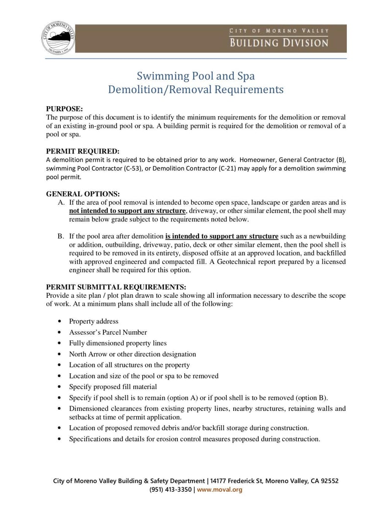 Swimming Pool and Spa Demolition/Removal Requirements | Fill and 