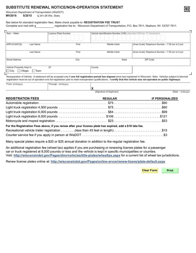 Large thumbnail of Form MV2016 - Oct 2016