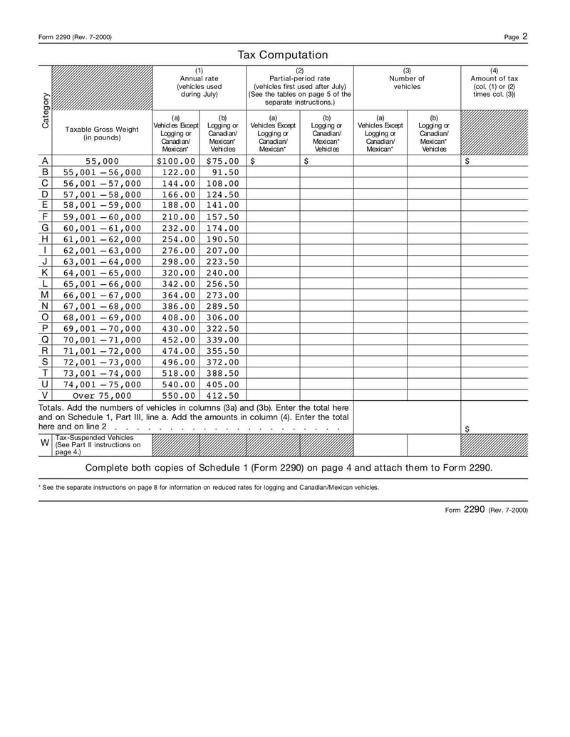 Large thumbnail of Form 2290 - Jul 2000