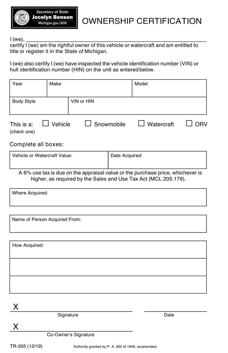 Large thumbnail of Form TR-205 (2019)