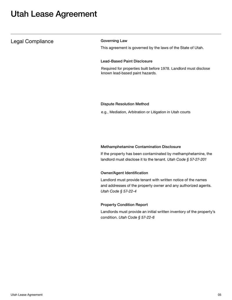 Large thumbnail of Utah Lease Agreement Template