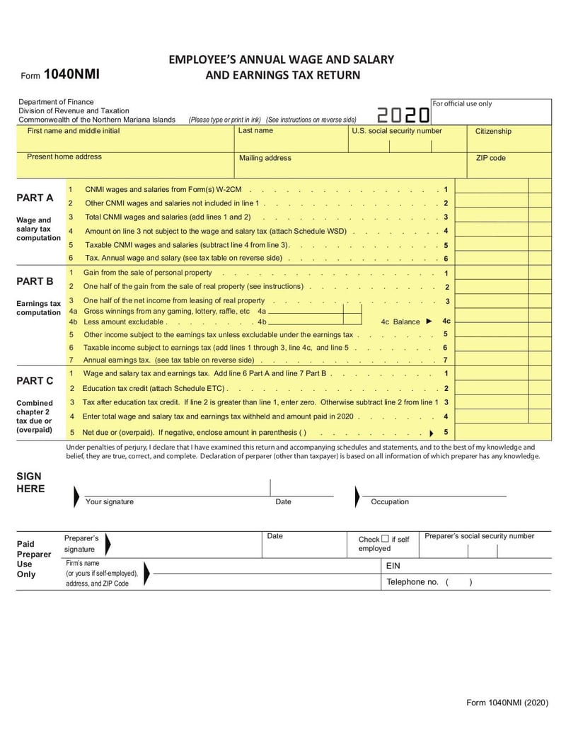 Large thumbnail of Form 1040NMI - Mar 2021