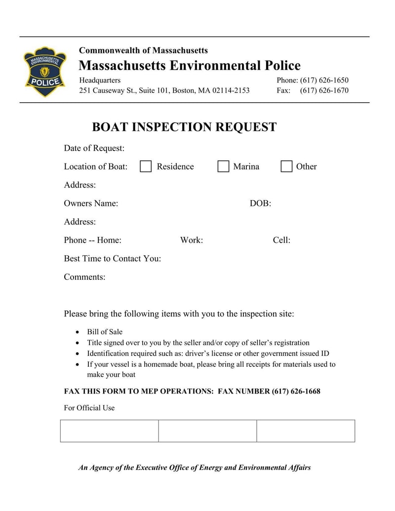Large thumbnail of Massachusetts Boat Inspection Request