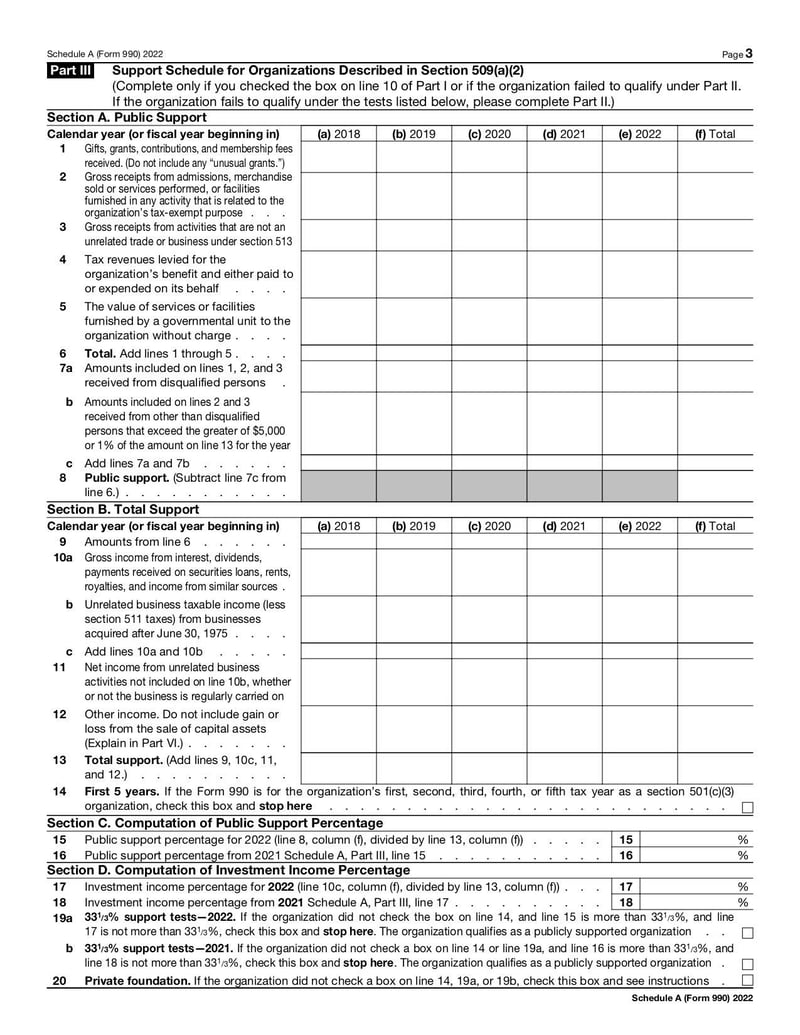 Large thumbnail of Schedule A (Form 990) - Jan 2022