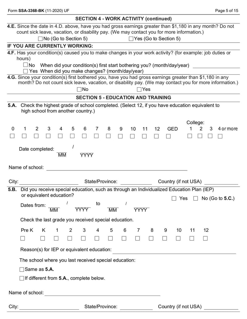 Large thumbnail of Form SSA 3368 BK - Nov 2020