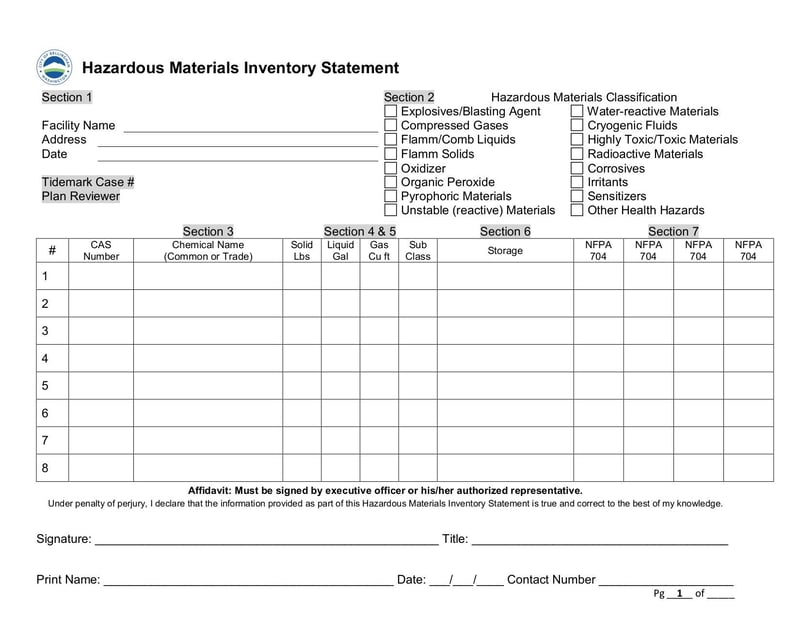 Large thumbnail of Hazardous Materials Inventory Statement - Oct 2017