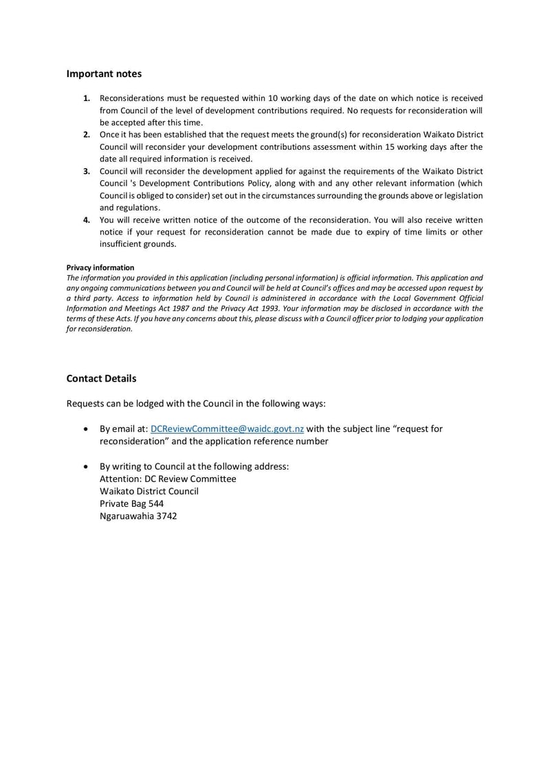 Large thumbnail of Request for Reconsideration of Development Contributions Form - May 2022