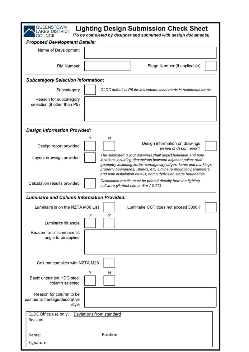 Large thumbnail of QLDC Lighting and Design Submission Check Sheet - Jan 2021