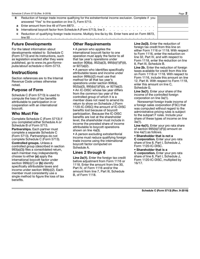 Large thumbnail of Form 5713 (Schedule C) - Sep 2018