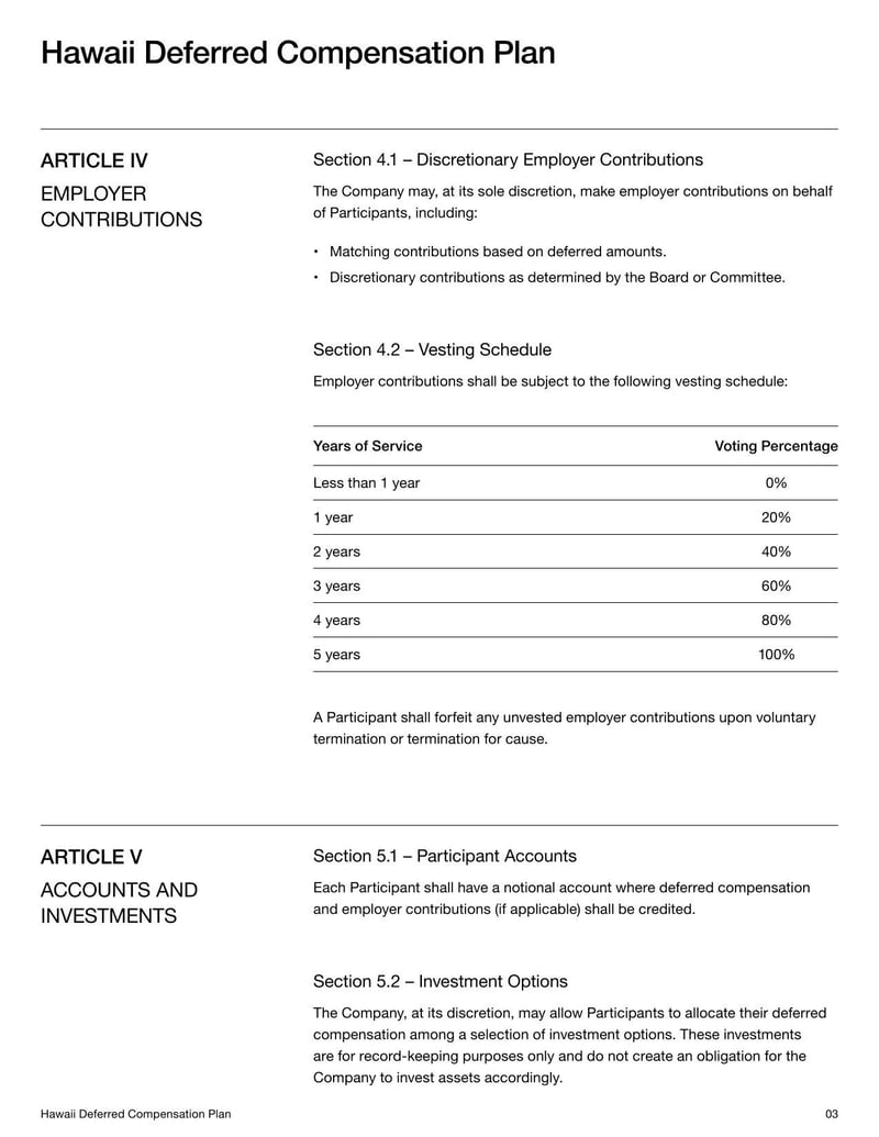 Hawaii Deferred Compensation Plan for explaining deferred income benefits for Hawaii government workers