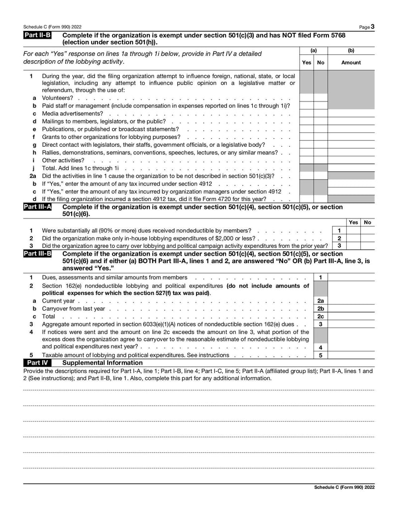 Large thumbnail of Schedule C (Form 990) - Jan 2022