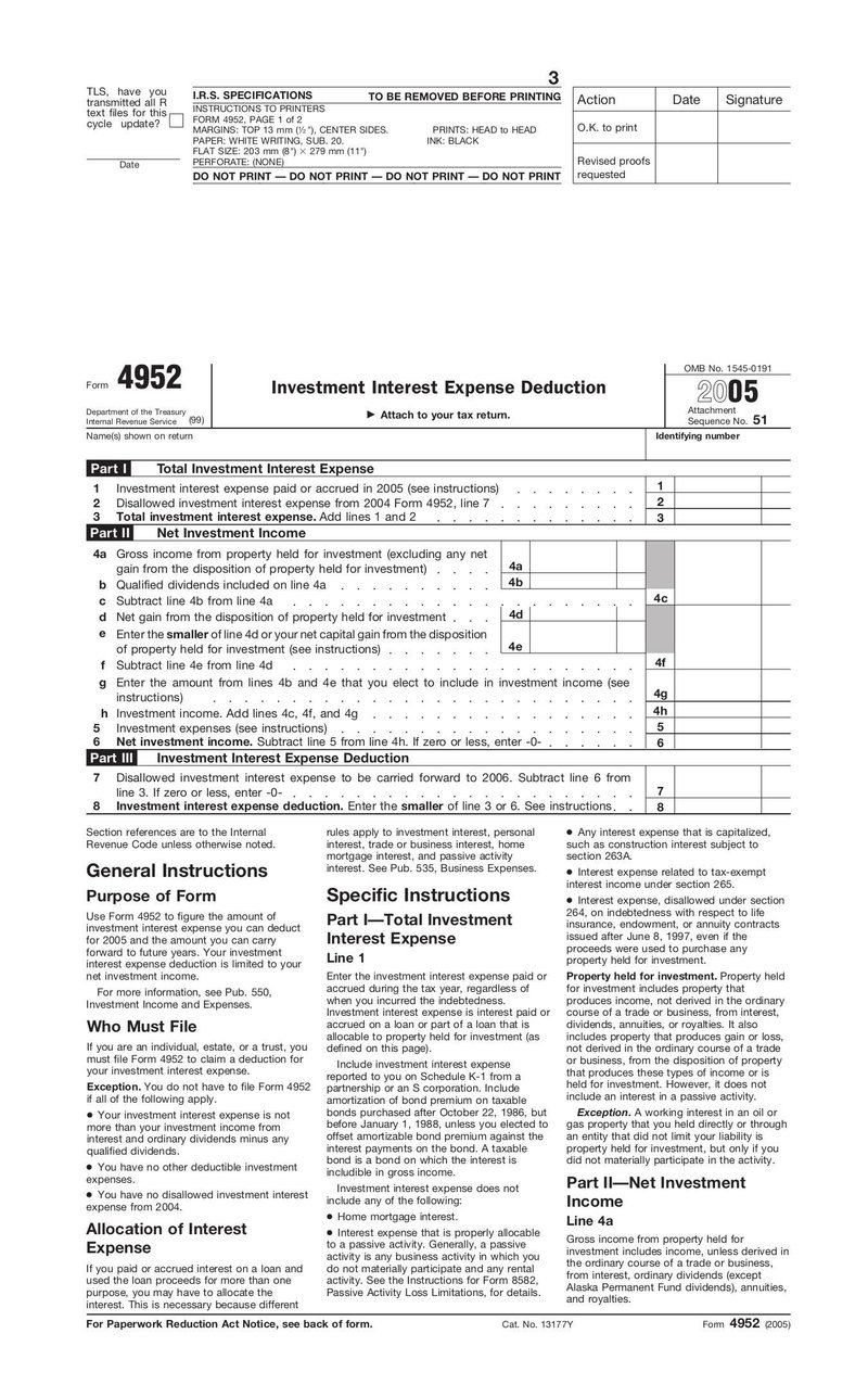 Large thumbnail of Form 4952 - Jan 2005